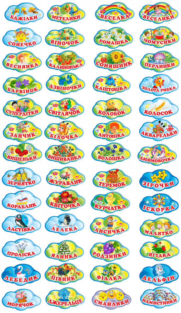 Таблички на двері в ДНЗ для груп